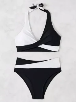 Maillot de bain bikini rose à lacets pour femme maillot de bain sexy d'été