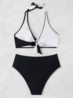 Maillot de bain bikini rose à lacets pour femme maillot de bain sexy d'été
