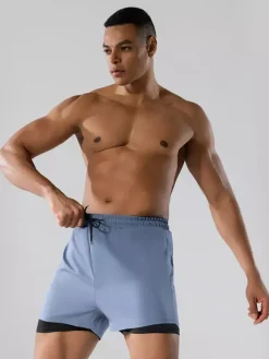 Maillot de bain homme style boxer double épaisseur coupe ample séchage rapide grandes tailles