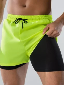 Maillot de bain homme style boxer double épaisseur coupe ample séchage rapide grandes tailles