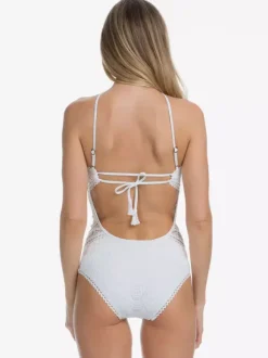Maillot De Bain Une Pièce Femme Dentelle Noire Col Rond Dos Nu Été Plage Maillots De Bain