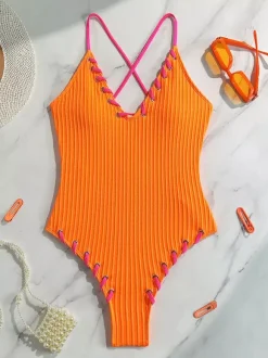 Maillot de bain une pièce sexy à col en V pour la plage d'été 2026