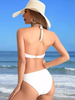 Maillot de bain une pièce uni à découpes en trou de serrure pour l'été 2026