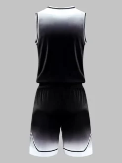 Maillot De Basket-Ball Ensemble 2 Pièces Violet Bleu Noir Blanc Adulte Homme