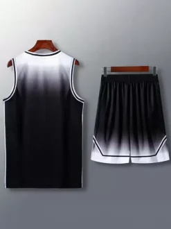 Maillot De Basket-Ball Ensemble 2 Pièces Violet Bleu Noir Blanc Adulte Homme