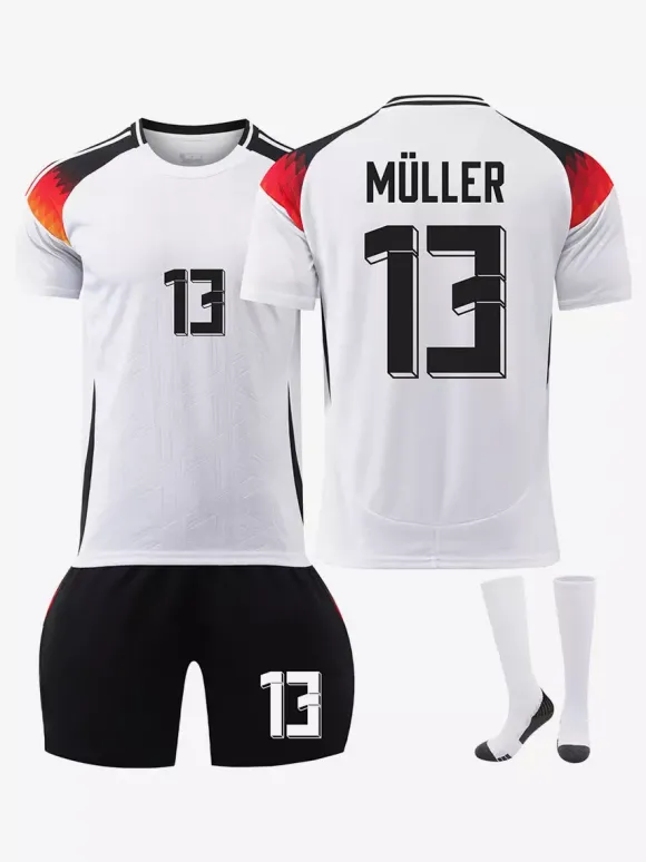 Maillot de football domicile color block N° 8 KROOS N° 13 MÜLLER Ensemble 3 pièces pour le Championnat d'Europe
