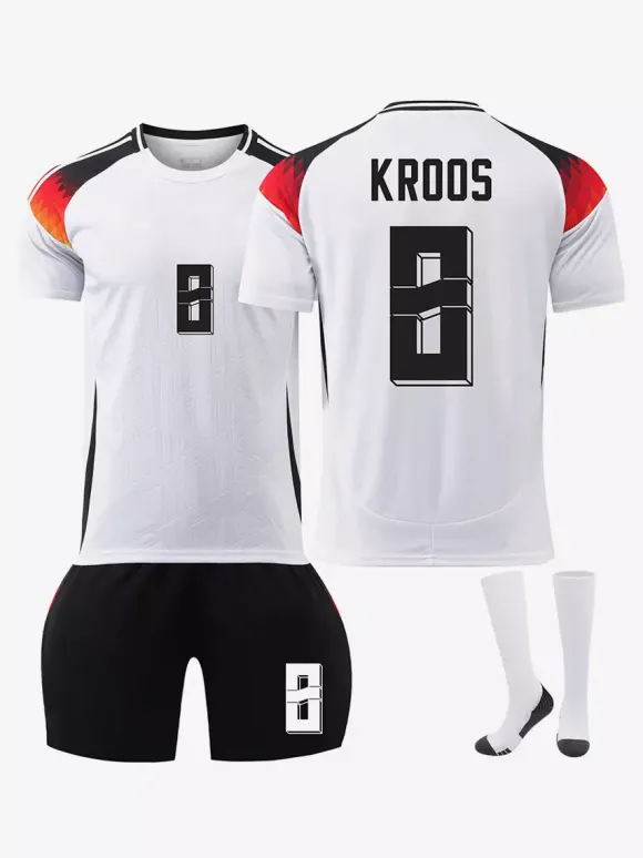 Maillot de football domicile color block N° 8 KROOS N° 13 MÜLLER Ensemble 3 pièces pour le Championnat d'Europe