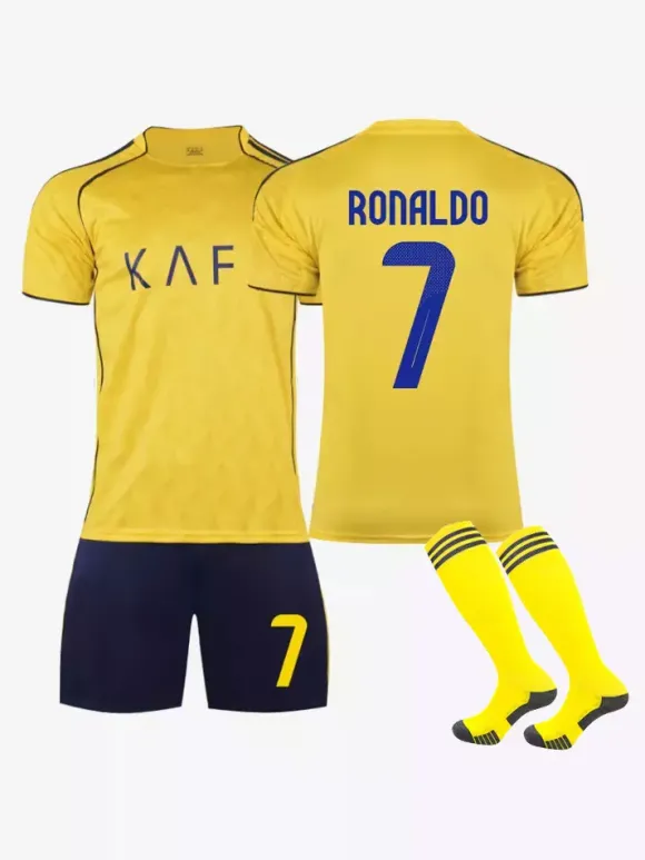 Maillot de football domicile 25/26 n° 7 Ronaldo ensemble 3 pièces pour adultes et enfants