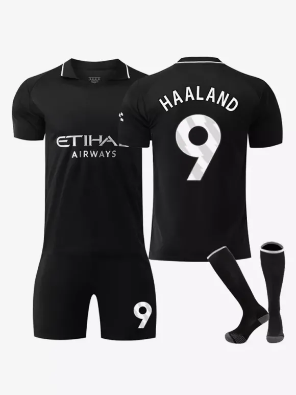 Maillot de football extérieur noir 25/26 ensemble personnalisé 3 pièces pour adultes et enfants