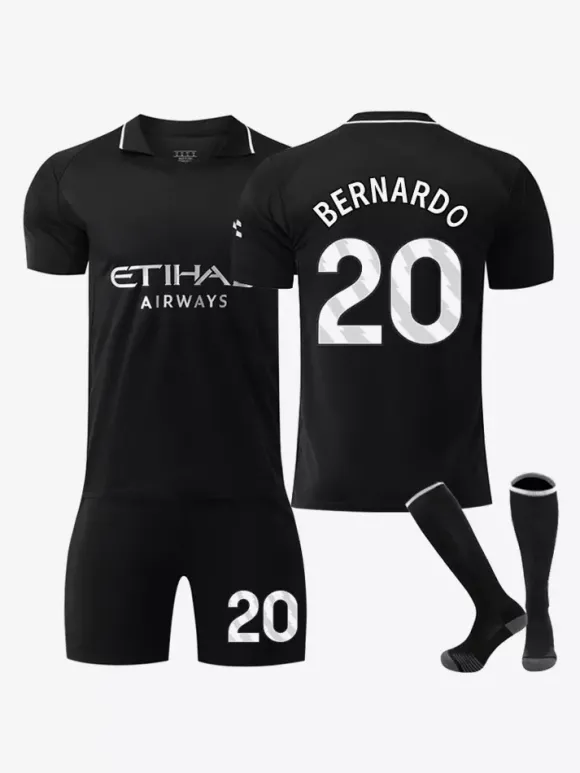 Maillot de football extérieur noir 25/26 ensemble personnalisé 3 pièces pour adultes et enfants