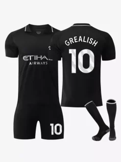 Maillot de football extérieur noir 25/26 ensemble personnalisé 3 pièces pour adultes et enfants