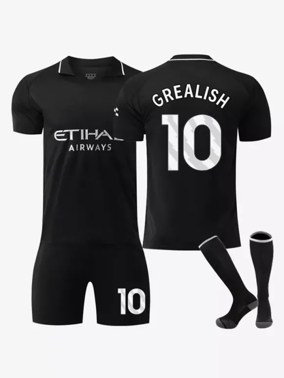 Maillot de football extérieur noir 25/26 ensemble personnalisé 3 pièces pour adultes et enfants