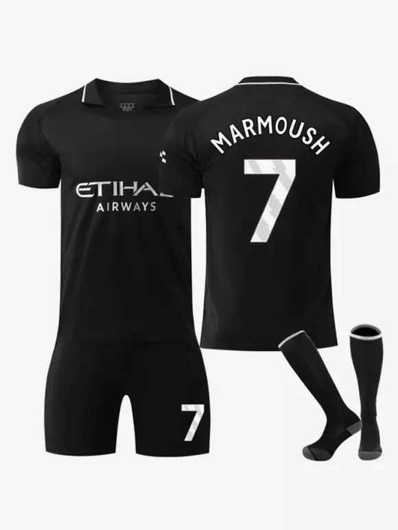 Maillot de football extérieur noir 25/26 ensemble personnalisé 3 pièces pour adultes et enfants
