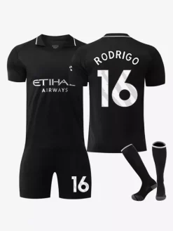 Maillot de football extérieur noir 25/26 ensemble personnalisé 3 pièces pour adultes et enfants