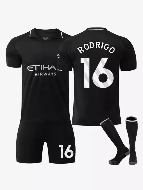 Maillot de football extérieur noir 25/26 ensemble personnalisé 3 pièces pour adultes et enfants