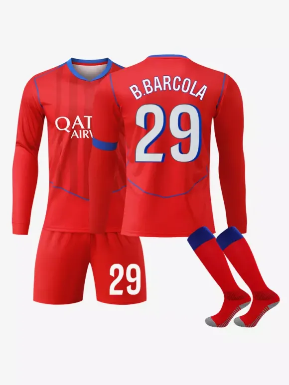 Maillot de football manches longues 25/26 n° 14 Doué n° 10 Dembélé hakimi n° 2 ensemble 3 pièces pour adultes et enfants