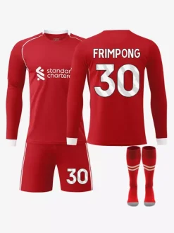Maillot de football à manches longues rouge domicile 25/26 n° 7 Wirtz n° 9 Isak n° 11 Salah ensemble 3 pièces