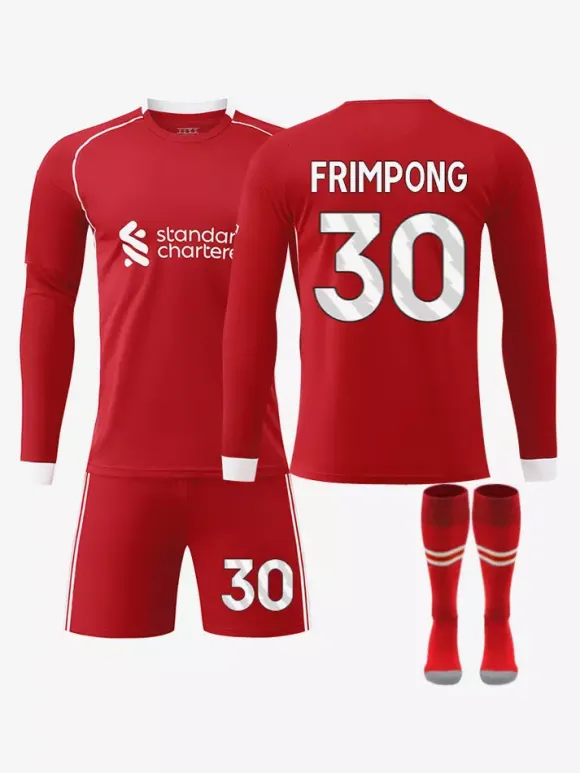 Maillot de football à manches longues rouge domicile 25/26 n° 7 Wirtz n° 9 Isak n° 11 Salah ensemble 3 pièces