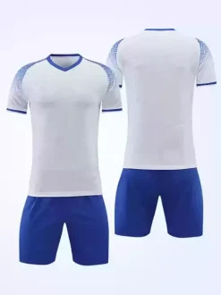 Maillot de football personnalisé à manches courtes et col en V avec blocs de couleurs