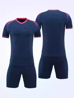 Maillot de football personnalisé à manches courtes et col en V avec blocs de couleurs