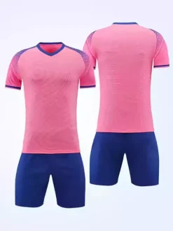 Maillot de football personnalisé à manches courtes et col en V avec blocs de couleurs