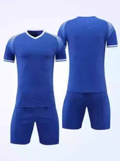 Maillot de football personnalisé à manches courtes et col en V avec blocs de couleurs