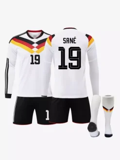 Maillot domicile de l'équipe d'Allemagne de football 2026 manches longues ensemble 3 pièces pour adultes et enfants (n° 17 Wirtz n° 10 Musiala).