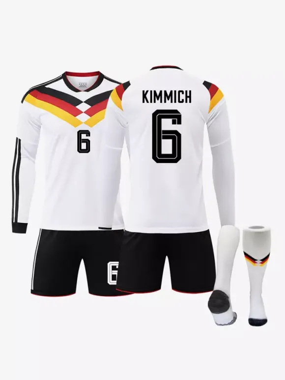 Maillot domicile de l'équipe d'Allemagne de football 2026 manches longues ensemble 3 pièces pour adultes et enfants (n° 17 Wirtz n° 10 Musiala).