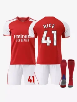 Maillot domicile du club de football 25/26 n° 7 Saka n° 41 Rice ensemble 3 pièces pour adultes et enfants
