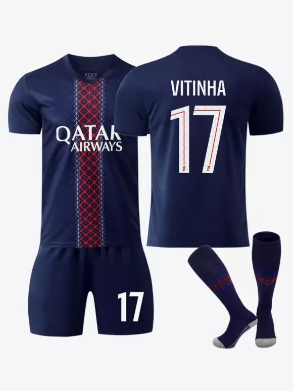 Maillot Domicile du Club de Football 25/26 No.10 Dembélé No.14 Doué No.7 Kvaratskhelia Ensemble 3 Pièces