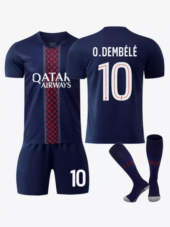 Maillot Domicile du Club de Football 25/26 No.10 Dembélé No.14 Doué No.7 Kvaratskhelia Ensemble 3 Pièces
