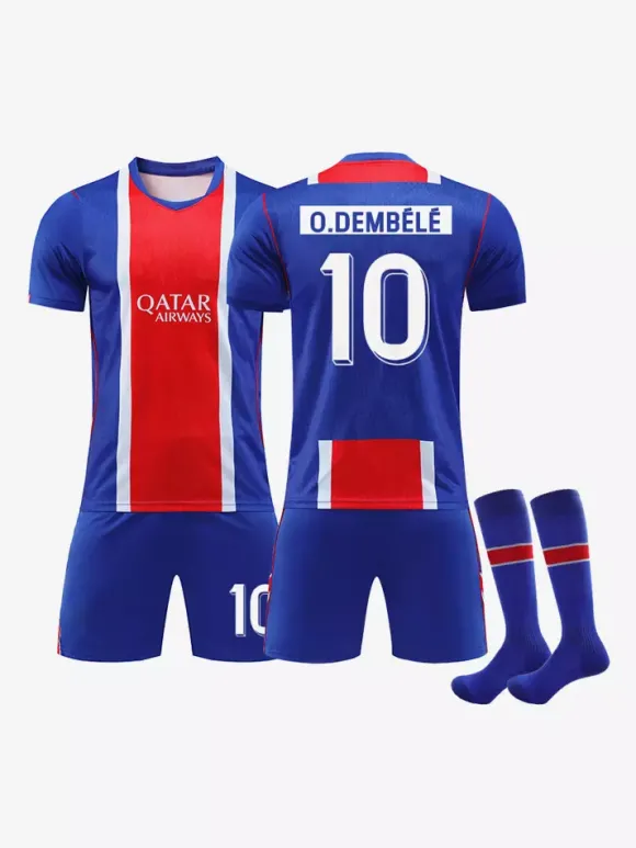 Maillot domicile du PSG Ligue des Champions 26/27 n° 14 DOUE n° 17 VITINHA n° 10 DEMBELE kit 3 pièces pour adultes et enfants