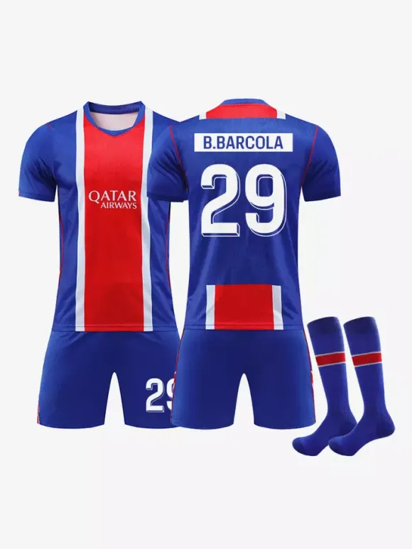 Maillot domicile du PSG Ligue des Champions 26/27 n° 14 DOUE n° 17 VITINHA n° 10 DEMBELE kit 3 pièces pour adultes et enfants