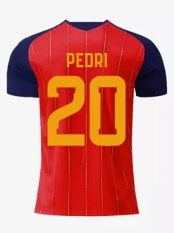 Maillot domicile Espagne 2026 manches courtes grandes tailles n° 19 Yamal n° 20 Pedri n° 16 Rodri