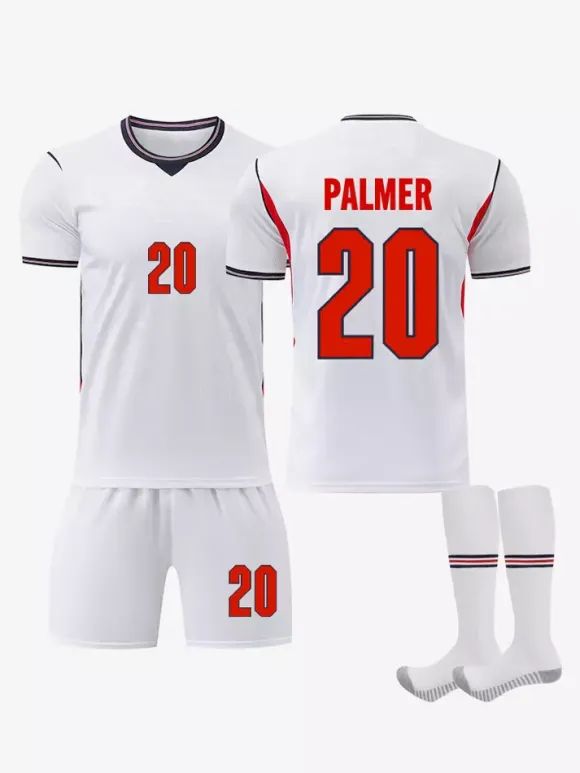 Maillot domicile 3 pièces de l'équipe d'Angleterre de football 2026 n° 9 Kane et n° 4 Rice pour adultes et enfants
