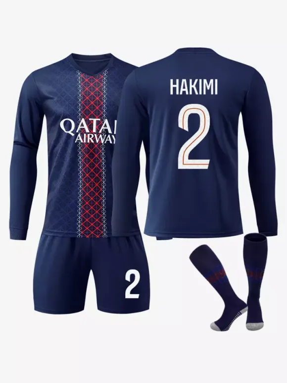 Maillot domicile 3 pièces à manches longues du club de football 25/26 n°10 Dembélé n°2 Hakimi