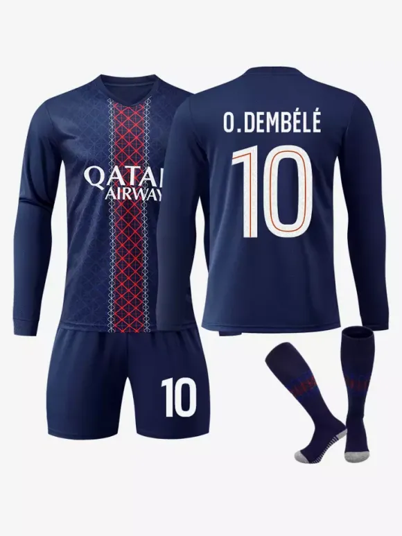 Maillot domicile 3 pièces à manches longues du club de football 25/26 n°10 Dembélé n°2 Hakimi