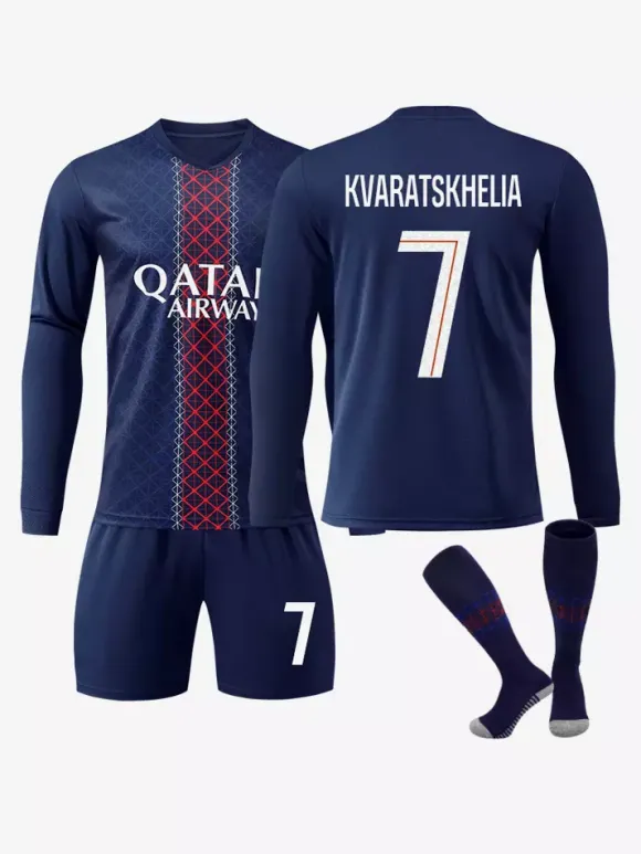 Maillot domicile 3 pièces à manches longues du club de football 25/26 n°10 Dembélé n°2 Hakimi