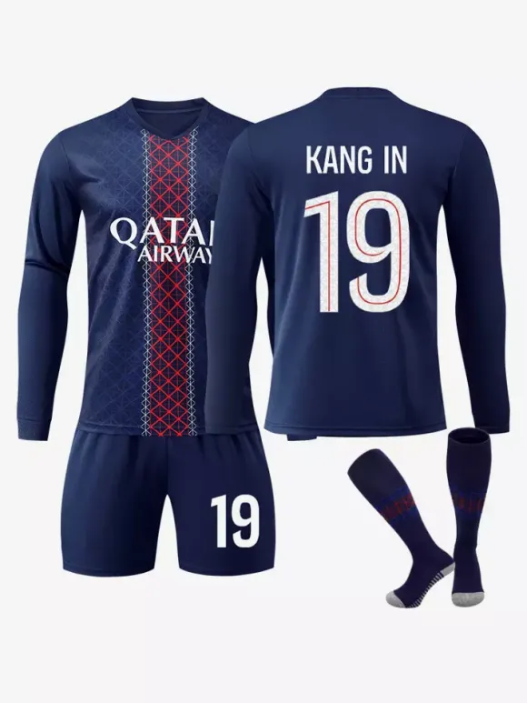 Maillot domicile 3 pièces à manches longues du club de football 25/26 n°10 Dembélé n°2 Hakimi