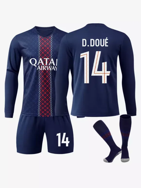 Maillot domicile 3 pièces à manches longues du club de football 25/26 n°10 Dembélé n°2 Hakimi
