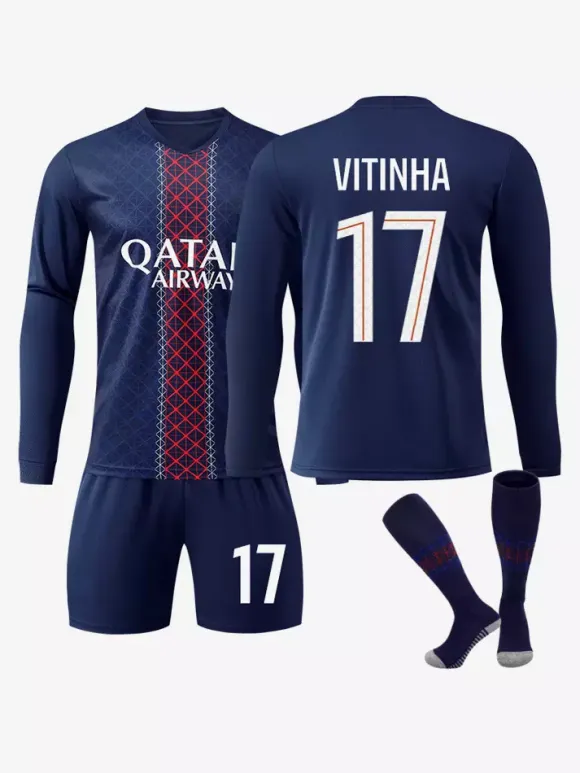 Maillot domicile 3 pièces à manches longues du club de football 25/26 n°10 Dembélé n°2 Hakimi