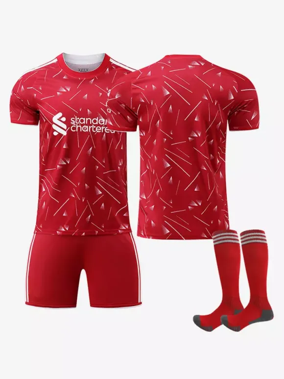 Maillot domicile rouge 26/27 tenue de football personnalisée 3 pièces à manches courtes pour hommes et femmes