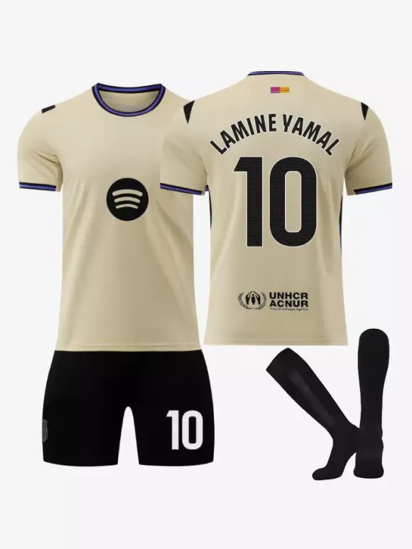 Maillot extérieur du club de football 25/26 n° 9 Lewandowski n° 10 Lamin Yamal ensemble 3 pièces