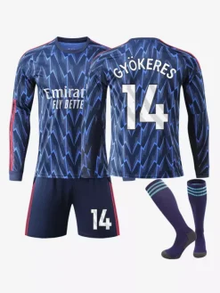 Maillot extérieur manches longues 25/26 du club de football pour adultes et enfants ensemble 3 pièces n° 7 Saka n° 8 Ødegaard