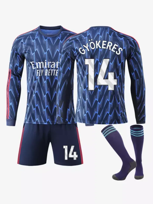 Maillot extérieur manches longues 25/26 du club de football pour adultes et enfants ensemble 3 pièces n° 7 Saka n° 8 Ødegaard