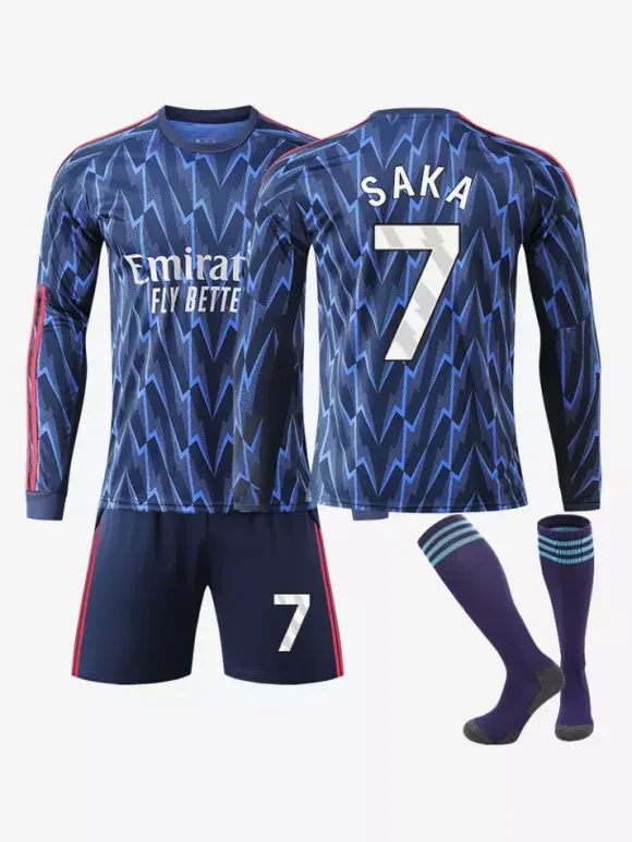 Maillot extérieur manches longues 25/26 du club de football pour adultes et enfants ensemble 3 pièces n° 7 Saka n° 8 Ødegaard