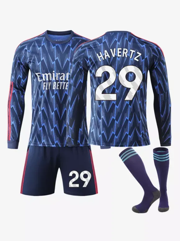 Maillot extérieur manches longues 25/26 du club de football pour adultes et enfants ensemble 3 pièces n° 7 Saka n° 8 Ødegaard