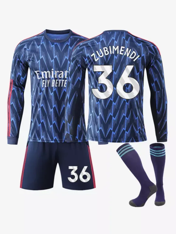 Maillot extérieur manches longues 25/26 du club de football pour adultes et enfants ensemble 3 pièces n° 7 Saka n° 8 Ødegaard
