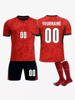 Maillot extérieur rouge 2026 de l'équipe d'Angleterre ensemble 3 pièces tenue de football personnalisée pour adultes et enfants