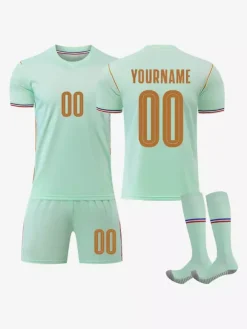 Maillot extérieur vert personnalisé de l'équipe de France 2026 tenue de football 3 pièces pour adultes et enfants